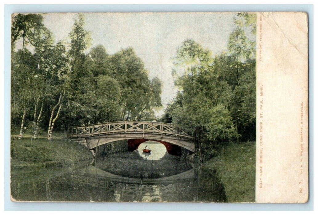 c1905 Cozy Lake Bridge Como Park St. Paul Minnesota MN Antique Postcard