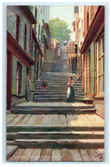 c1910s Break-Neck Steps Quebec Canada CA Unposted Oilette Tuck Postcard