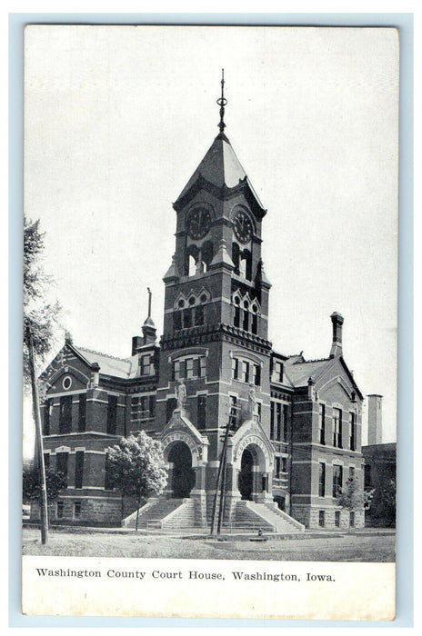 c1910s Washinton County Court House Washington Iowa IA Unposted Postcard