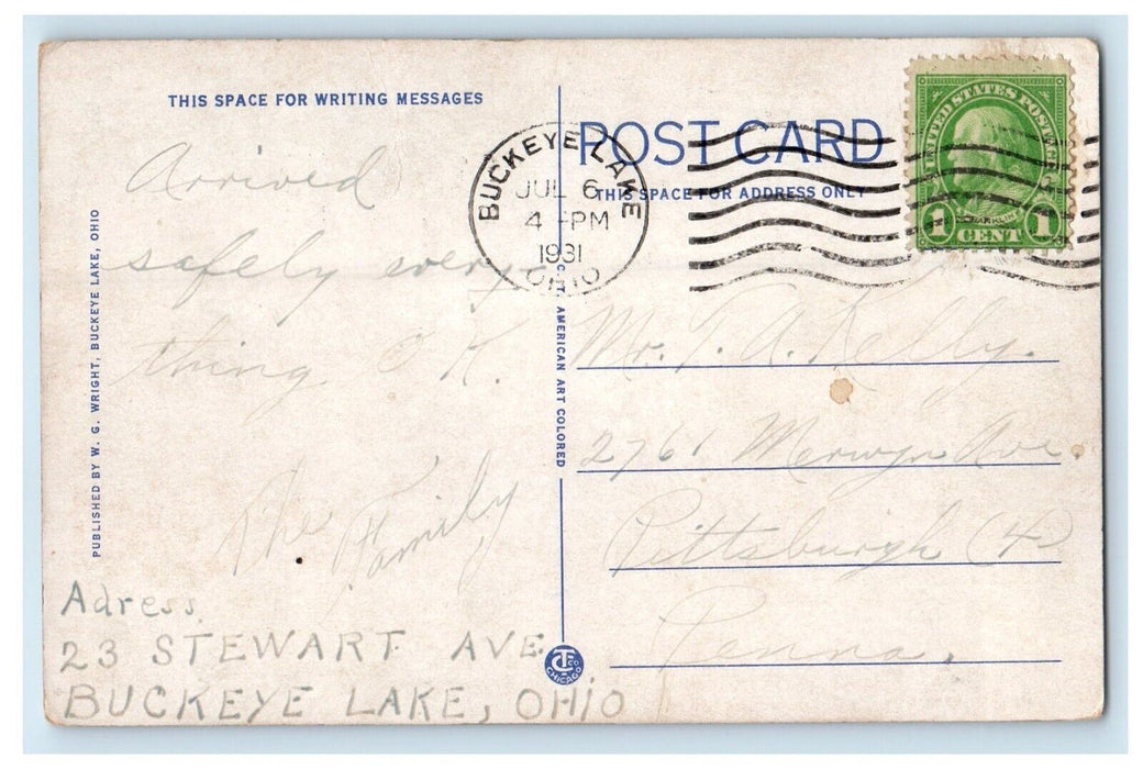 1931 View Of Catholic Church Buckeye Lake Ohio OH Posted Vintage Postcard