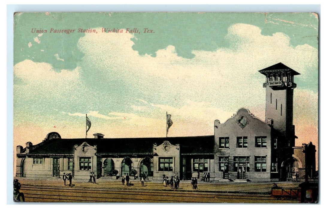 1912 Union Passenger Station Wichita Falls Texas TX Posted Antique Postcard