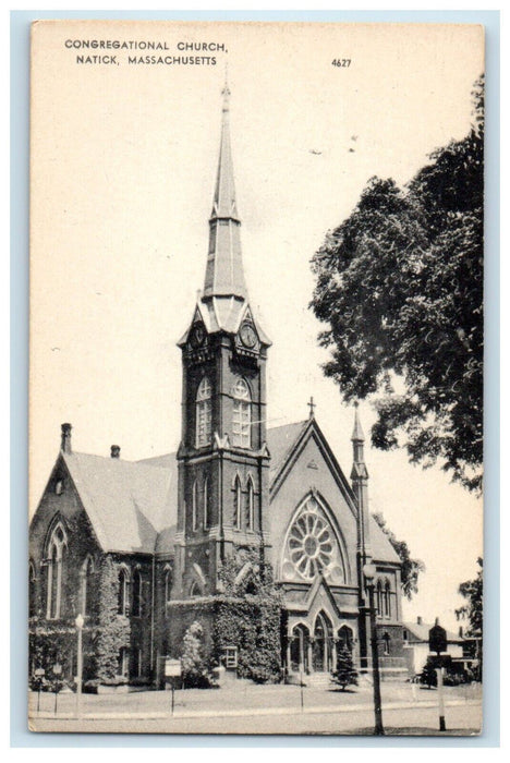 c1930's Congregational Church Natick Massachusetts MA Unposted Vintage Postcard