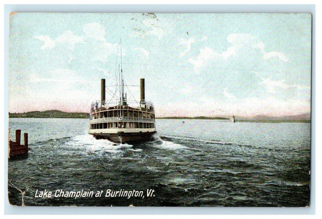 c1905s Lake Champlain at Burlington Vermont VT Unposted Antique Postcard