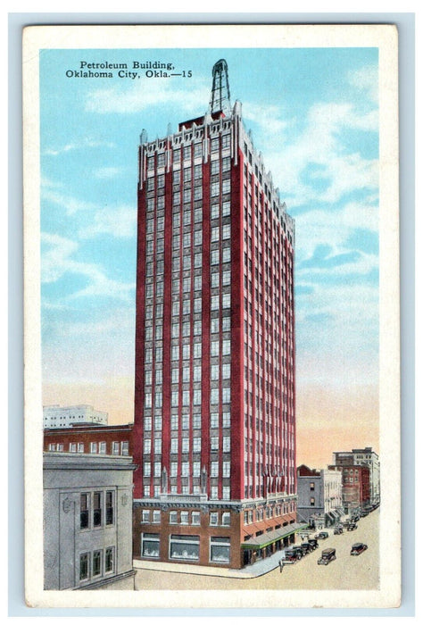 Oklahoma City Oklahoma OK, Petroleum Building Street View Cars Vintage Postcard