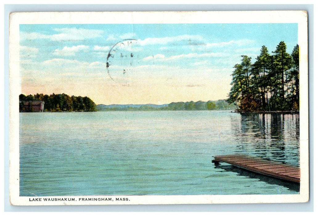 c1940s Lake Waushakum Framingham Massachusetts MA Posted Vintage Postcard