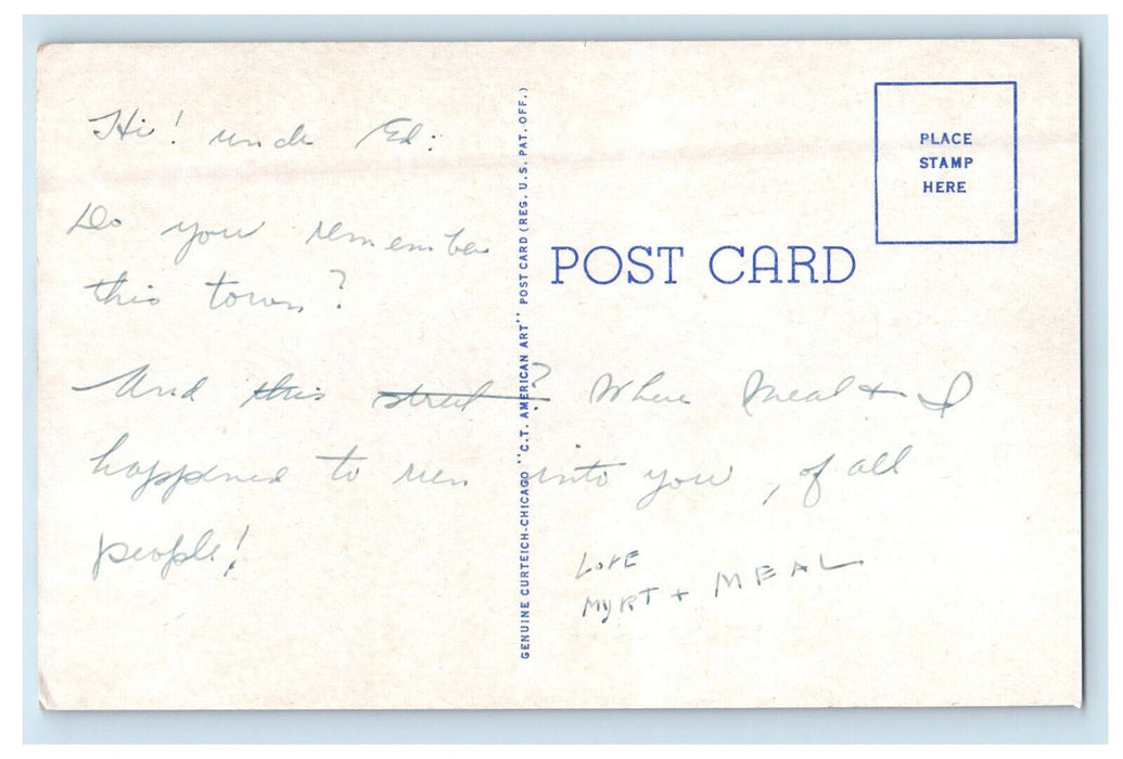 c1940s Lincolnway Main Business Street, La Porte Indiana IN Postcard