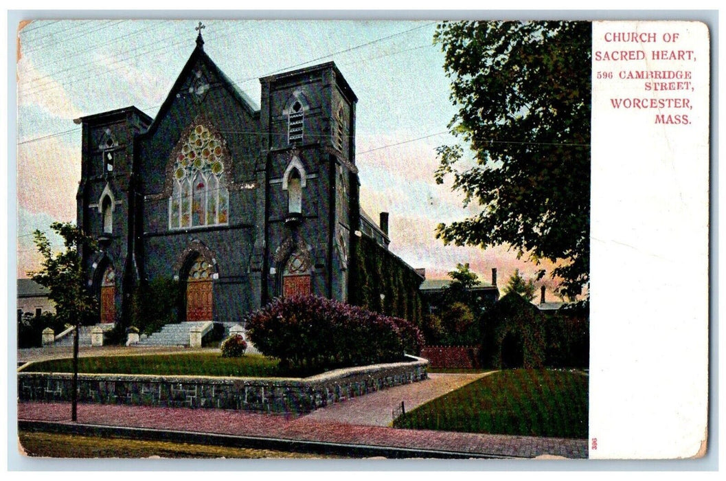 Church Of Sacred Hearth Cambridge Street Worcester Massachusetts MA Postcard
