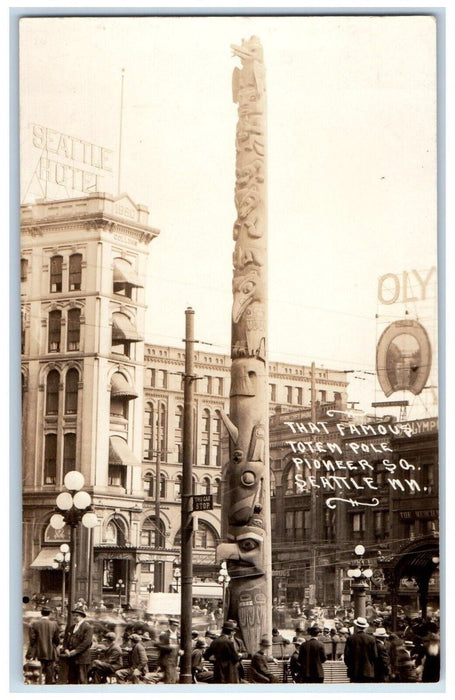 c1910's Totem Pole Pioneer Seattle Washington WA RPPC Photo Antique Postcard