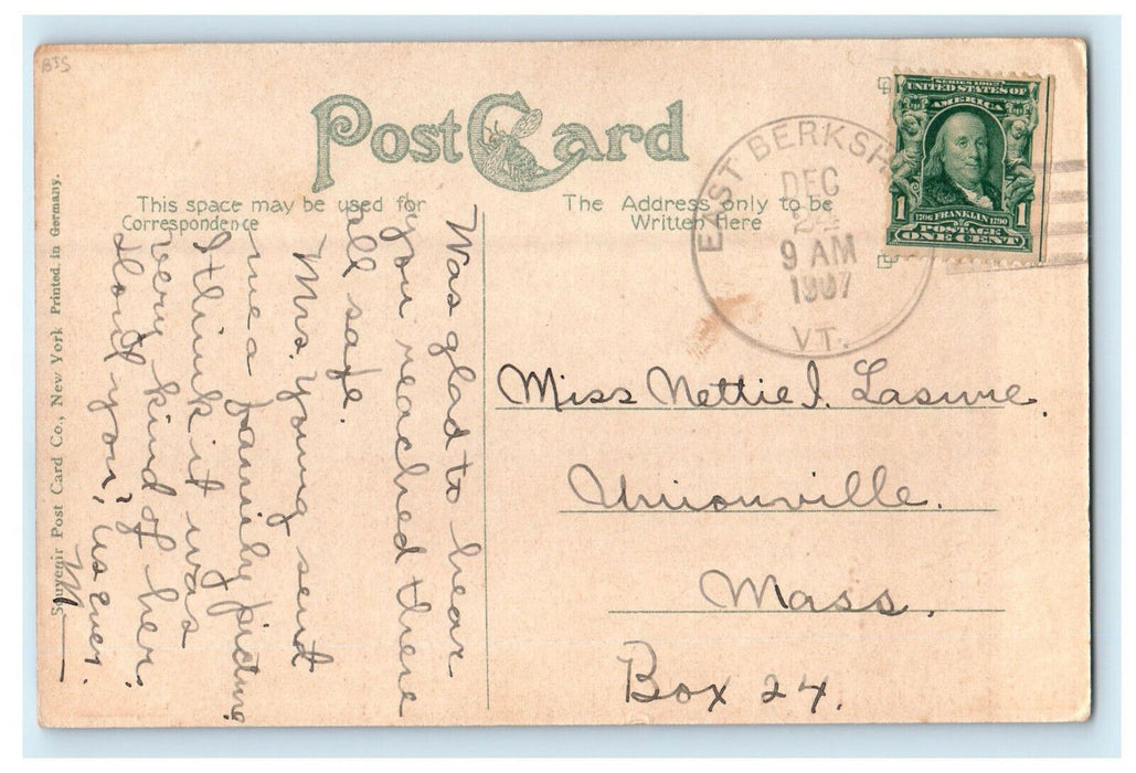 1907 East Berkshire VT Steamers Ticonderoga and Vermont Burlington VT Postcard