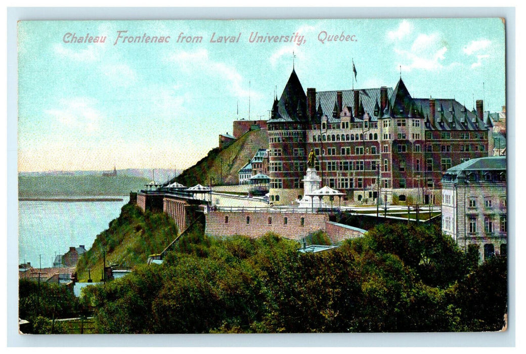 c1910s Chateau Frontenac from Level University Quebec Canada CA Antique Postcard