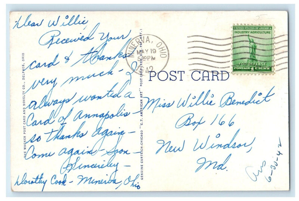 1942 Country Club Findlay Ohio OH Posted Vintage Postcard