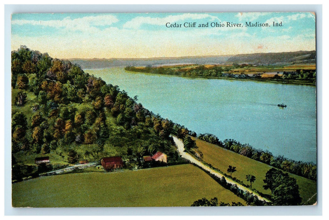 c1910s Cedar Cliff and Ohio River, Madison Indiana IN Antique Posted Postcard