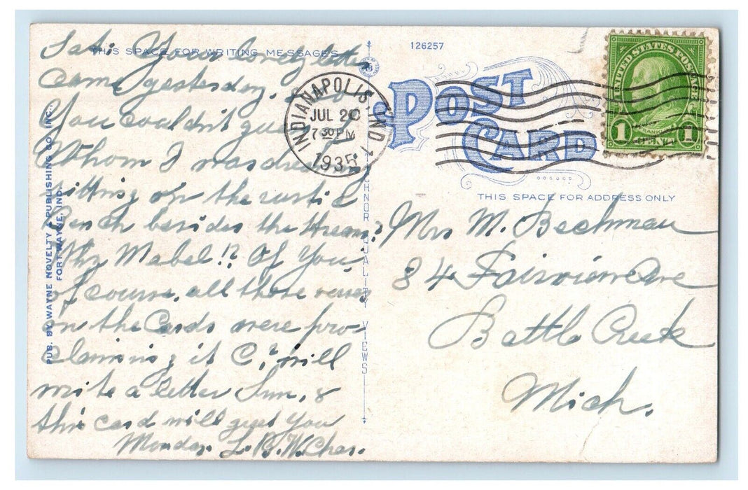 1935 Hotel Anderson Building Cars Anderson Indiana IN Posted Vintage Postcard