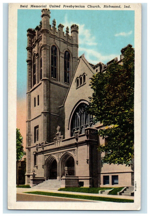 c1930's Reid Memorial United Presbyterian Church Richmond Indiana IN Postcard