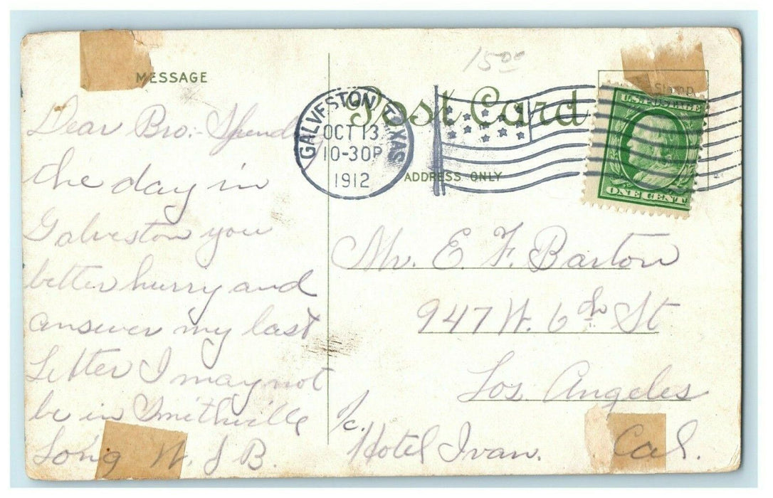 1912 Interior of Union Depot Galveston Texas TX Posted Antique Postcard