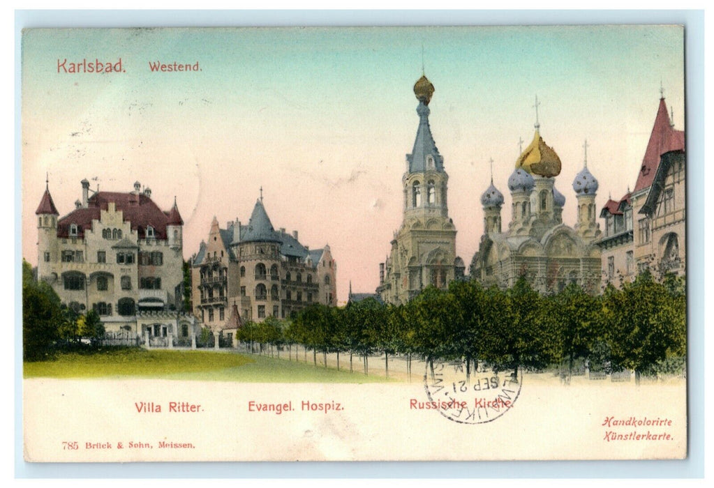 1902 Karlsbad Westend Germany Villa Ritter Posted Antique Postcard