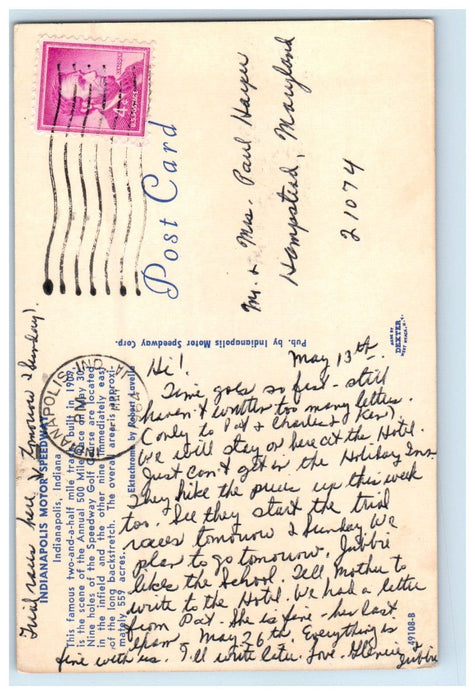 1964 Indianapolis Motor Speedway Indianapolis Indiana IN Posted Postcard