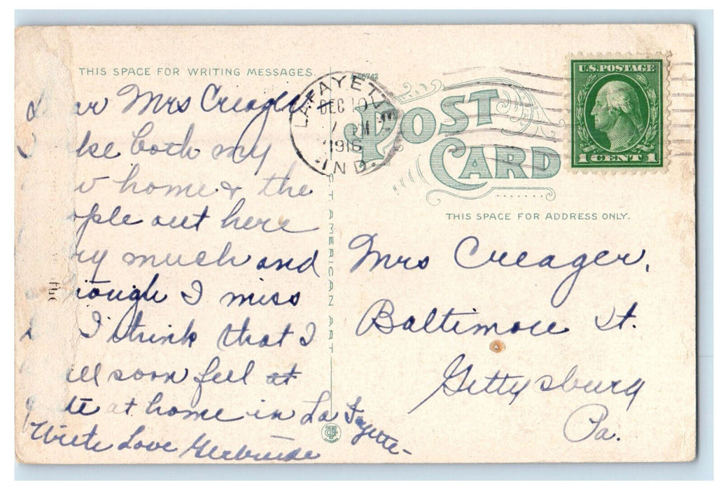 1916 La Fayette Loan and Trust Company Building La Fayette Indiana IN Postcard