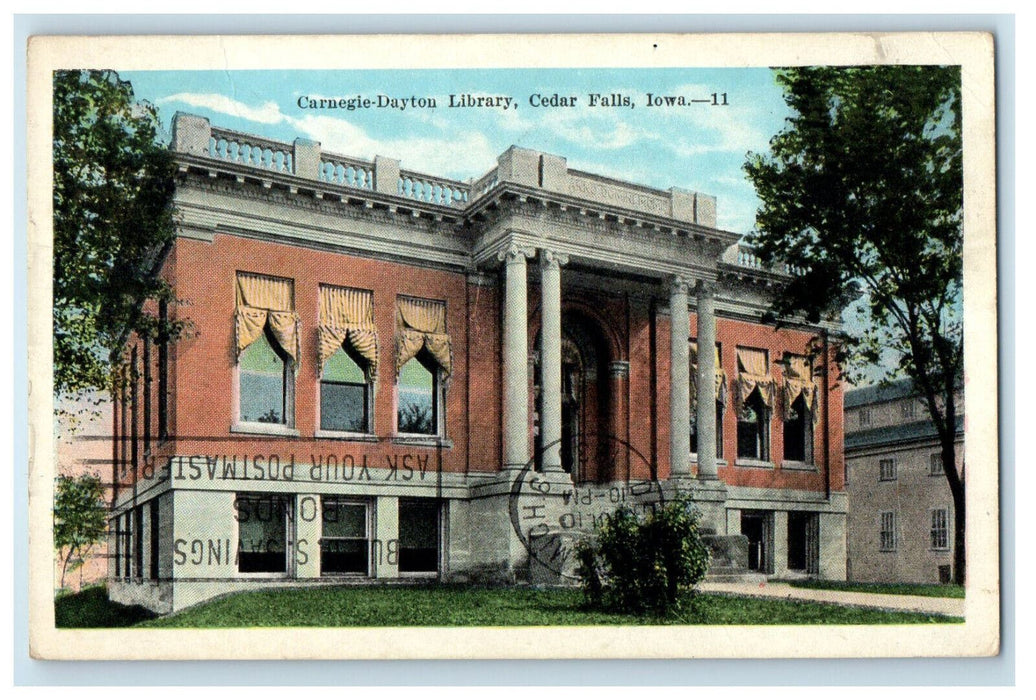 1936 Carnegie-Dayton Library, Cedar Falls Iowa IA Posted Vintage Postcard