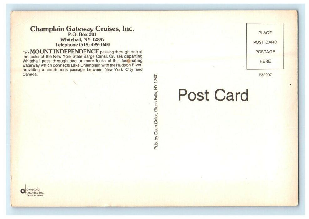c1950's Whitehall NY, Champlain Gateway Cruises Inc. Mouth Independence Postcard
