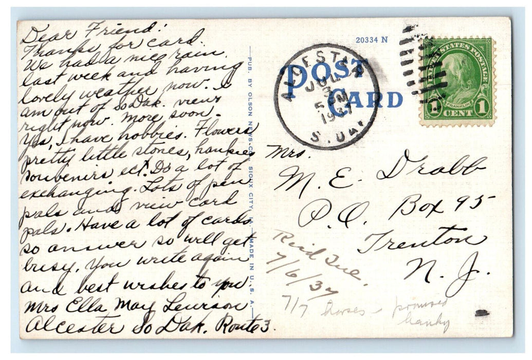 1937 Badgerow Building Sioux City Iowa IA Posted Vintage Postcard