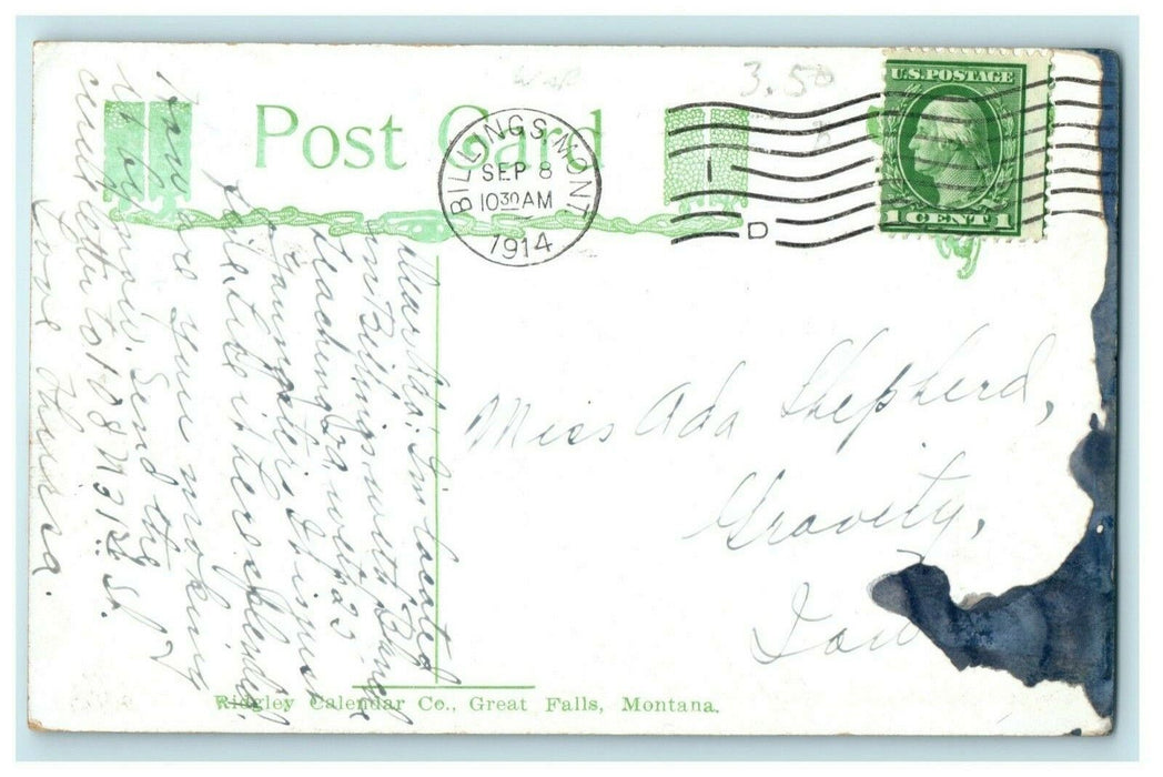 1914 Elk Club Building Billings Montana MT Teacher Posted Antique Postcard