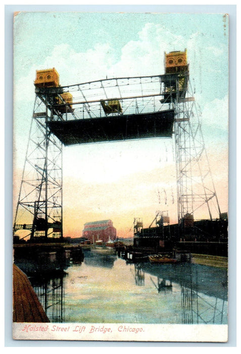 1907 Halsted Street Lift, Bridge, Chicago Illinois IL Antique Posted Postcard