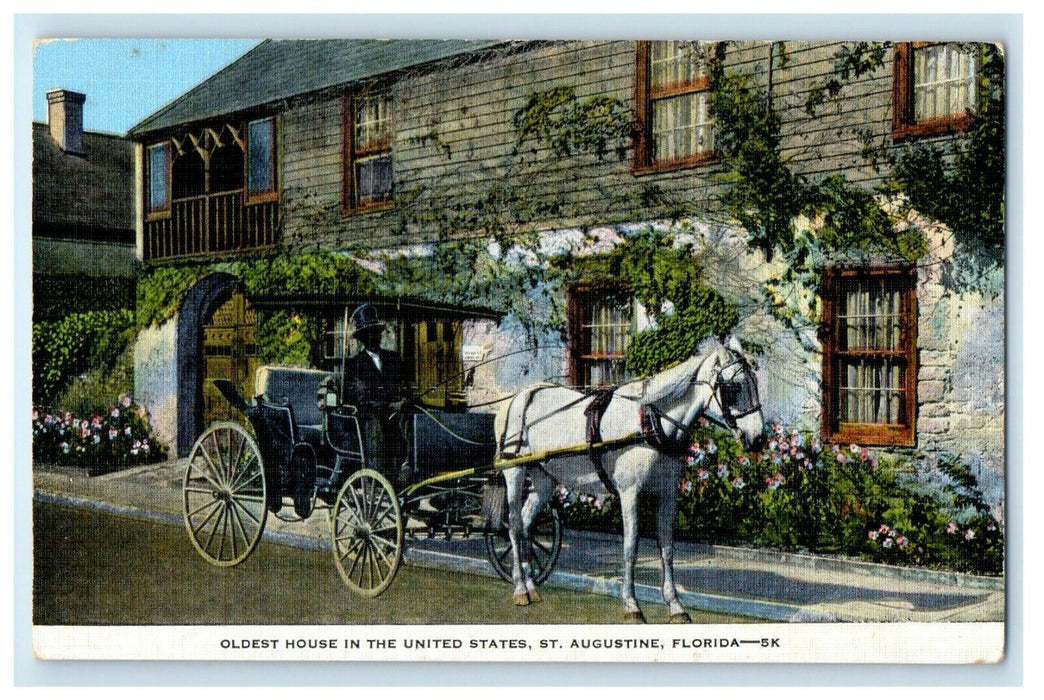 c1940's Oldest House In The United States St. Augustine Florida FL Postcard