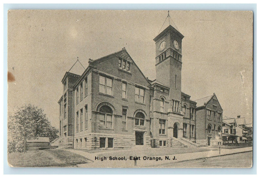 1911 High School, East Orange New Jersey NJ Posted Antique Postcard