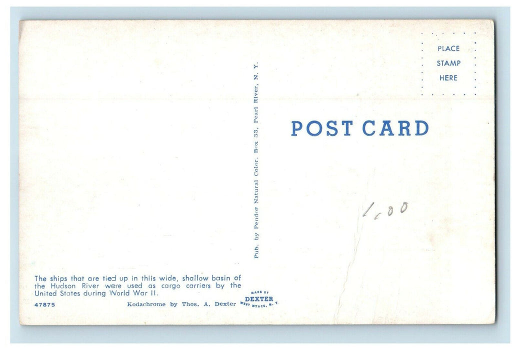Hudson River New York NY, Ships Tide Up Swallow Basin World War II Postcard