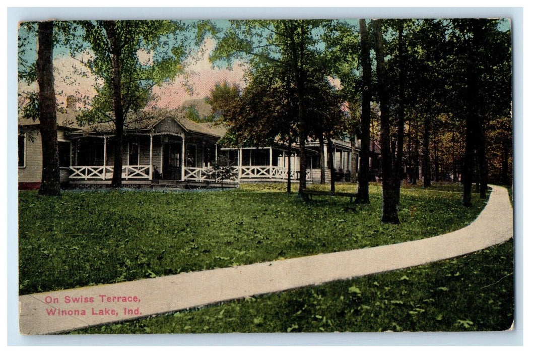 c1910's On Swiss Terrace View Winona Lake Indiana IN Posted Antique Postcard