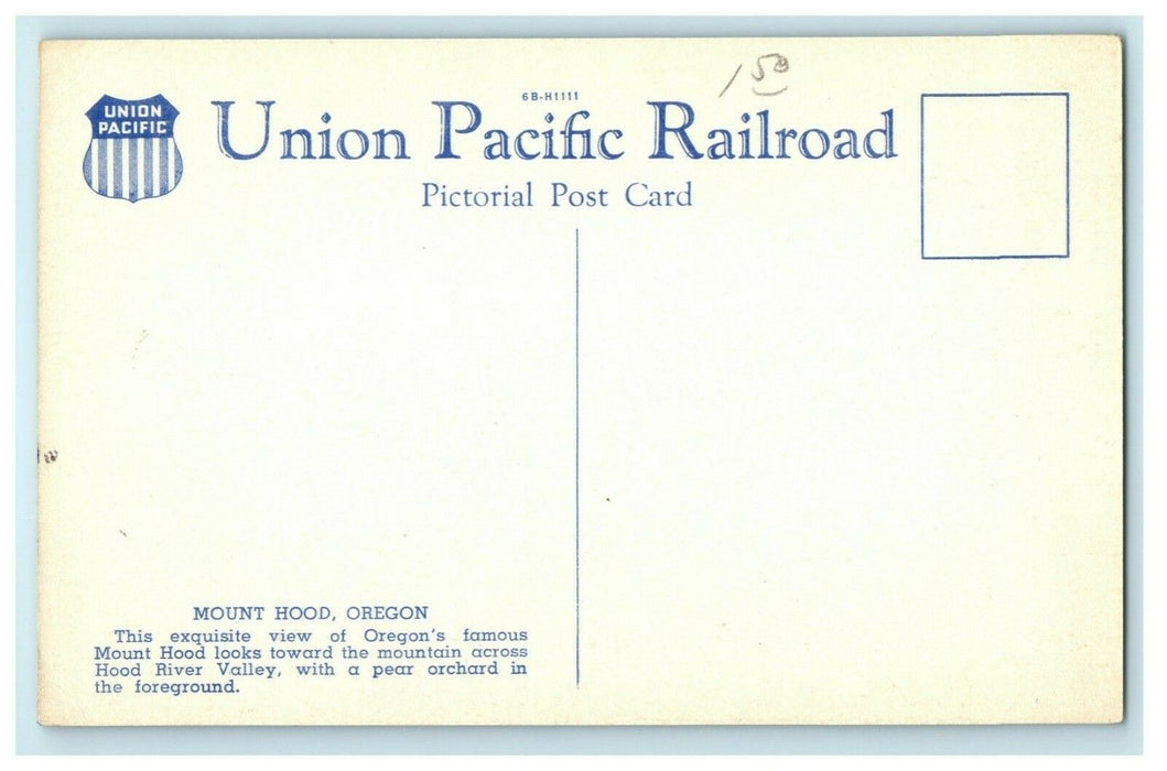 c1950's Mount Hood Oregon OR Union Pacific Railroad Unposted Postcard