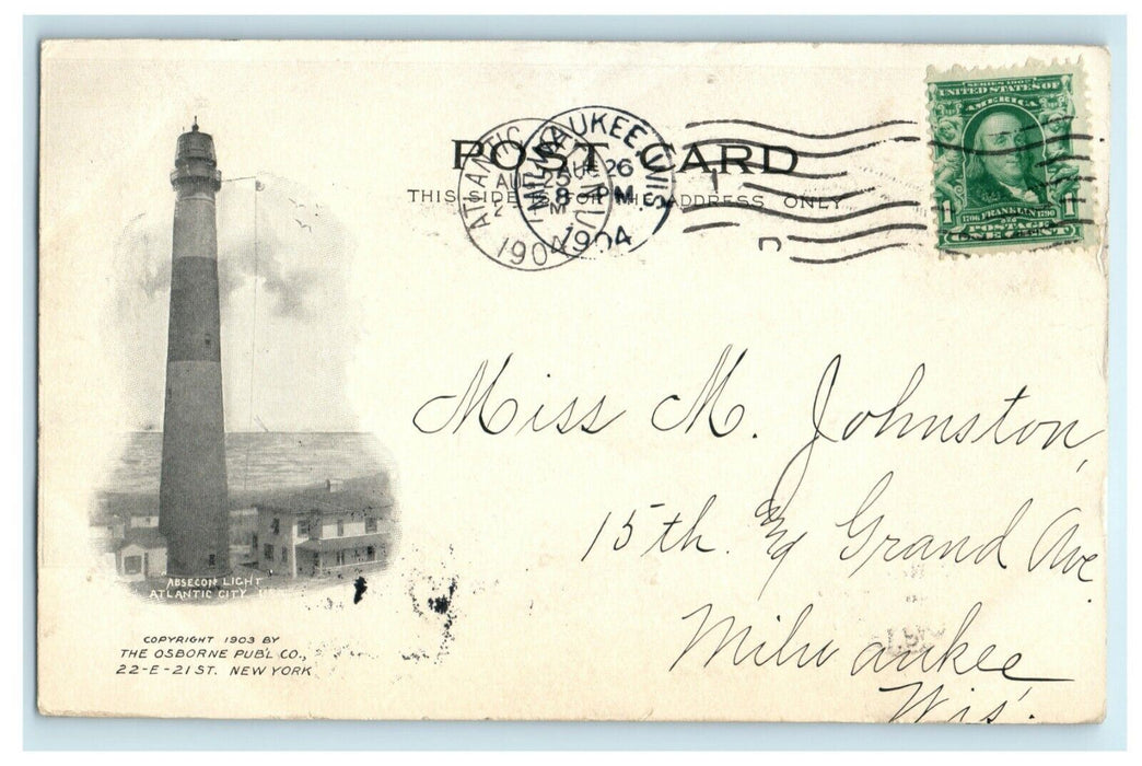 1903 Girls Dunking Man Atlantic City Absecon Light New Jersey Antique Postcard