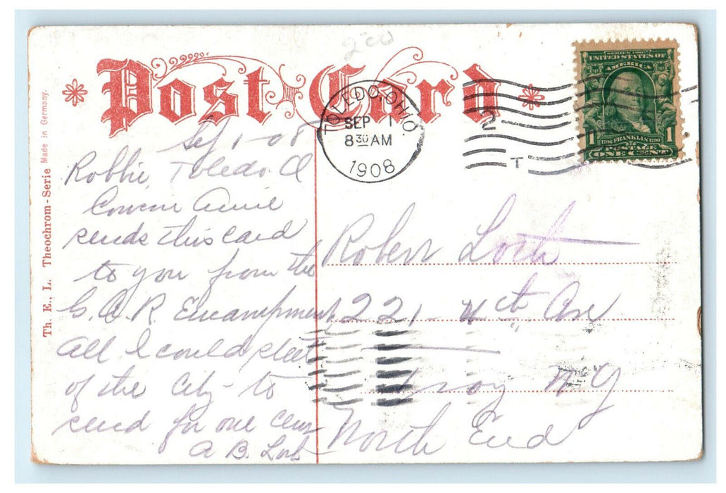 1908 Flag Printed Greetings from Toledo, Ohio OH Antique Posted Postcard