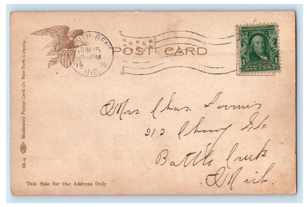 1906 Oliver Hotel Building Cars South Bend Indiana IN Posted Vintage Postcard