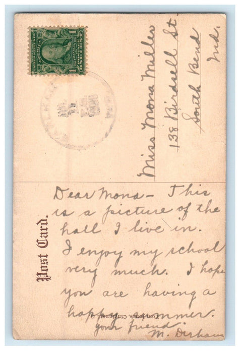 c1910's Earlham Hall And Earlham College Richmond Indiana IN Antique Postcard