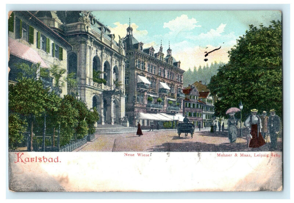 1905 Karlsbad Germany 2 Cent Stamp Postage Due Stamp Posted Postcard