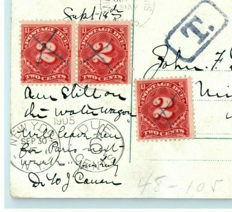 1905 Karlsbad Germany 2 Cent Stamp Postage Due Stamp Posted Postcard