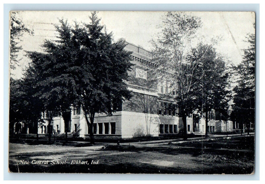 1910 New Central School Building Elkhart Indiana IN Posted Antique Postcard