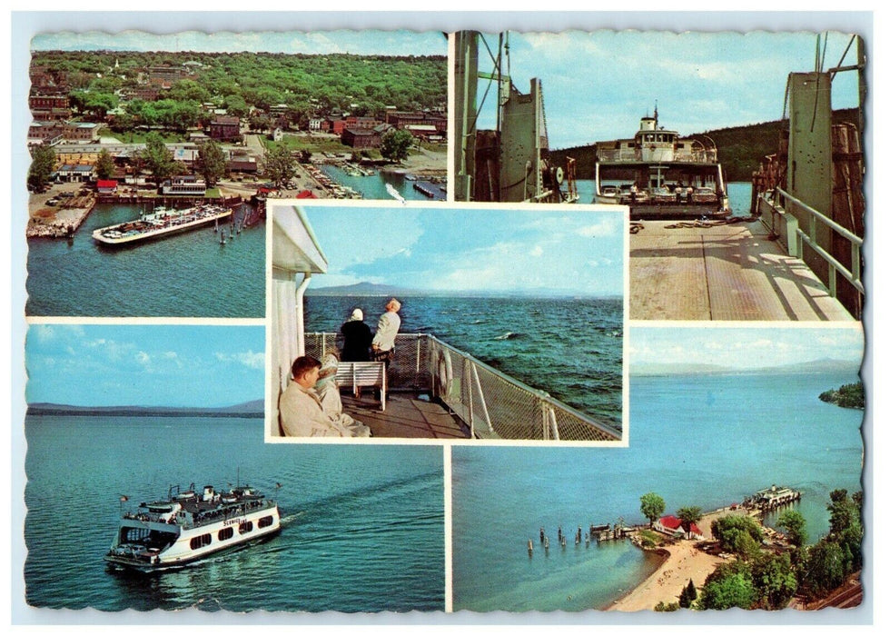 c1960's Lake Champlain Ferries Deck Scene Port Kent NY Multiview Postcard