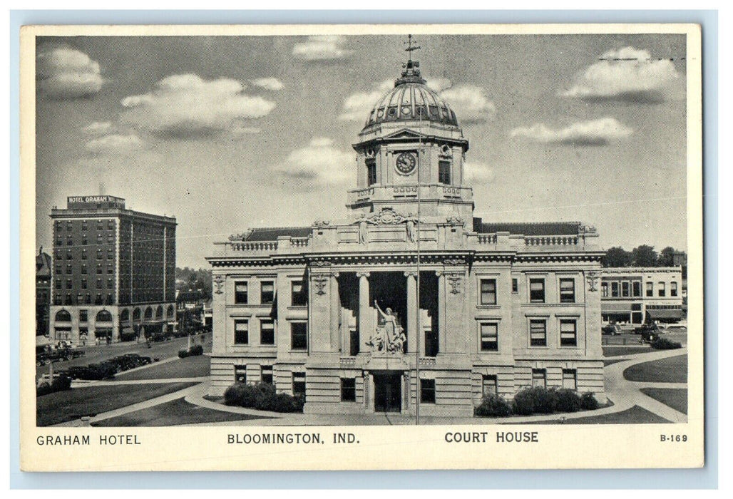 Graham Hotel And Court House Building Bloomington Indiana IN Vintage Postcard