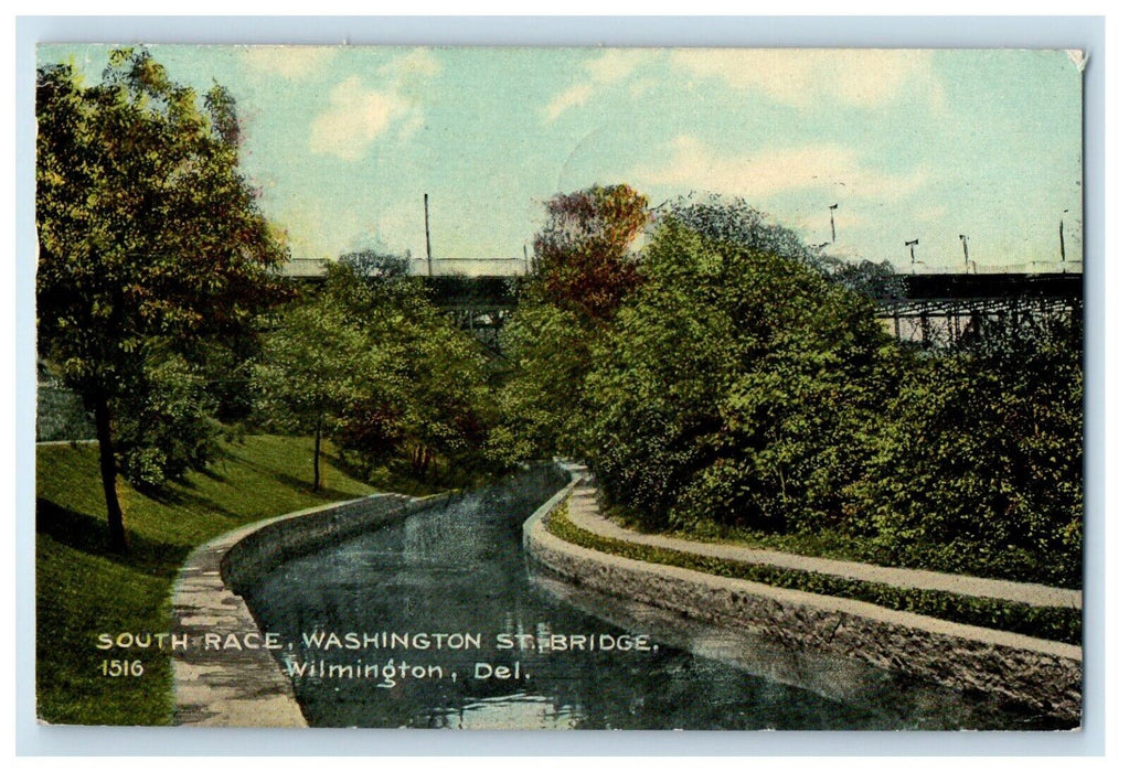 1911 South Race Washington St. Bridge Wilmington Delaware DE Antique Postcard