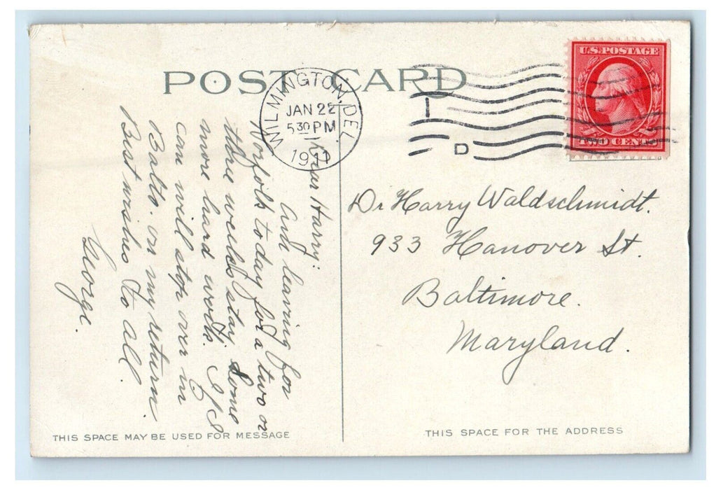 1911 South Race Washington St. Bridge Wilmington Delaware DE Antique Postcard