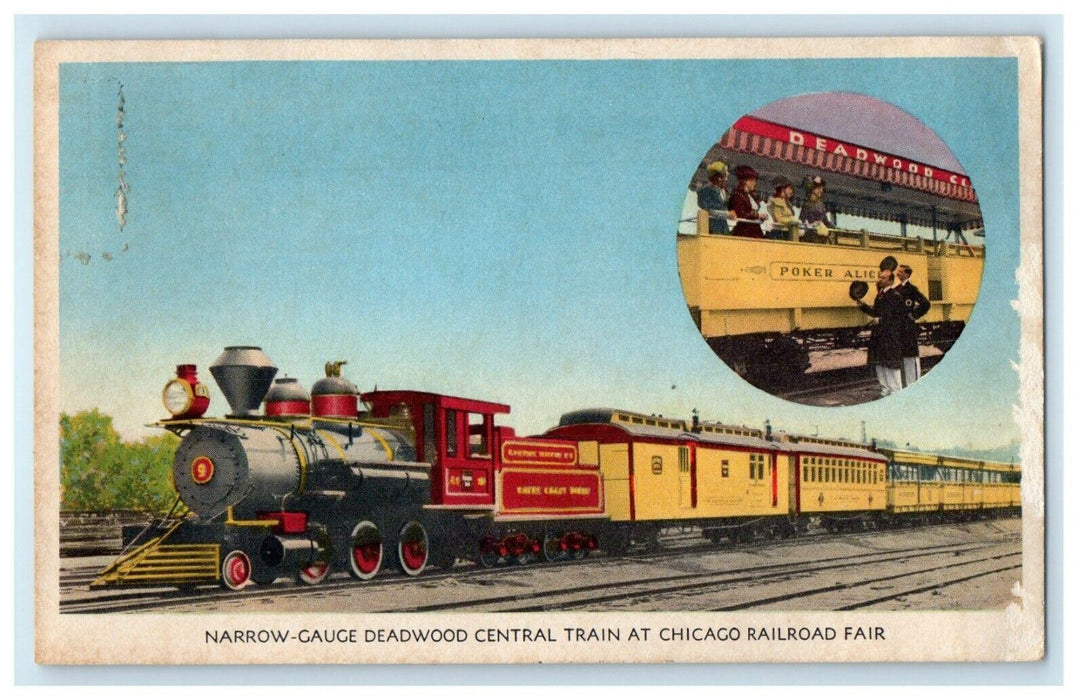 1948 Narrow Gauge Deadwood Central Train At Chicago Railroad Fair RPO Postcard