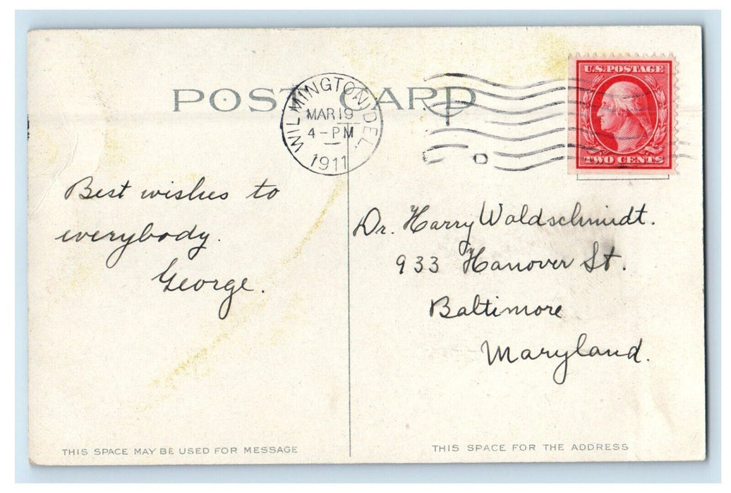 1911 Garfield Monument Wilmington Delaware DE Posted Antique Postcard