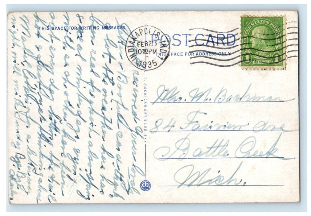 1935 A View In Simson's Garden Columbus Indiana IN Posted Vintage Postcard