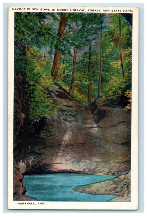 1934 Devil's Punch Bowl In Rock Hollow Turkey Run State Park Indiana IN Postcard
