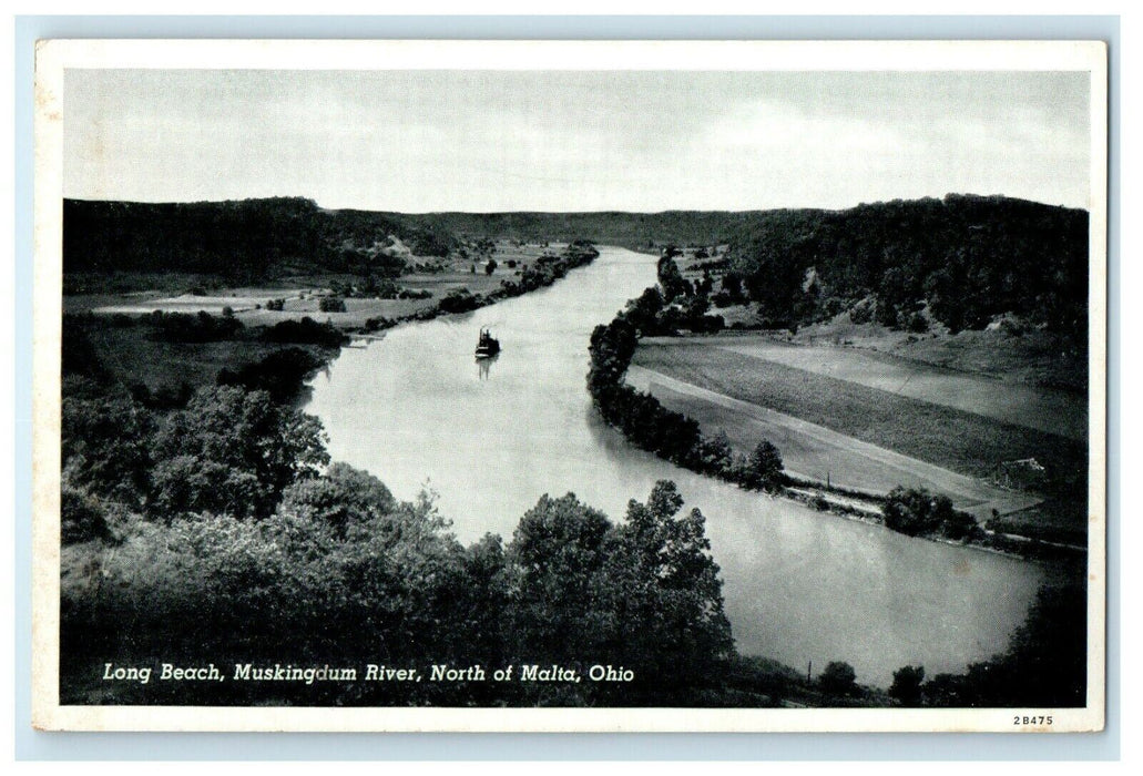 Bird's Eye View Of Long Beach Muskingdum River North Of Malta Ohio OH Postcard