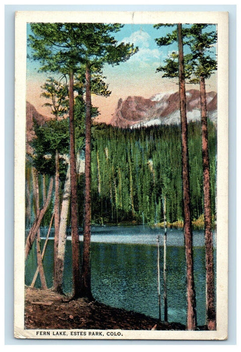 1927 View Fern Lake Estes Park Rocky Mountain National Park Colorado CO Postcard