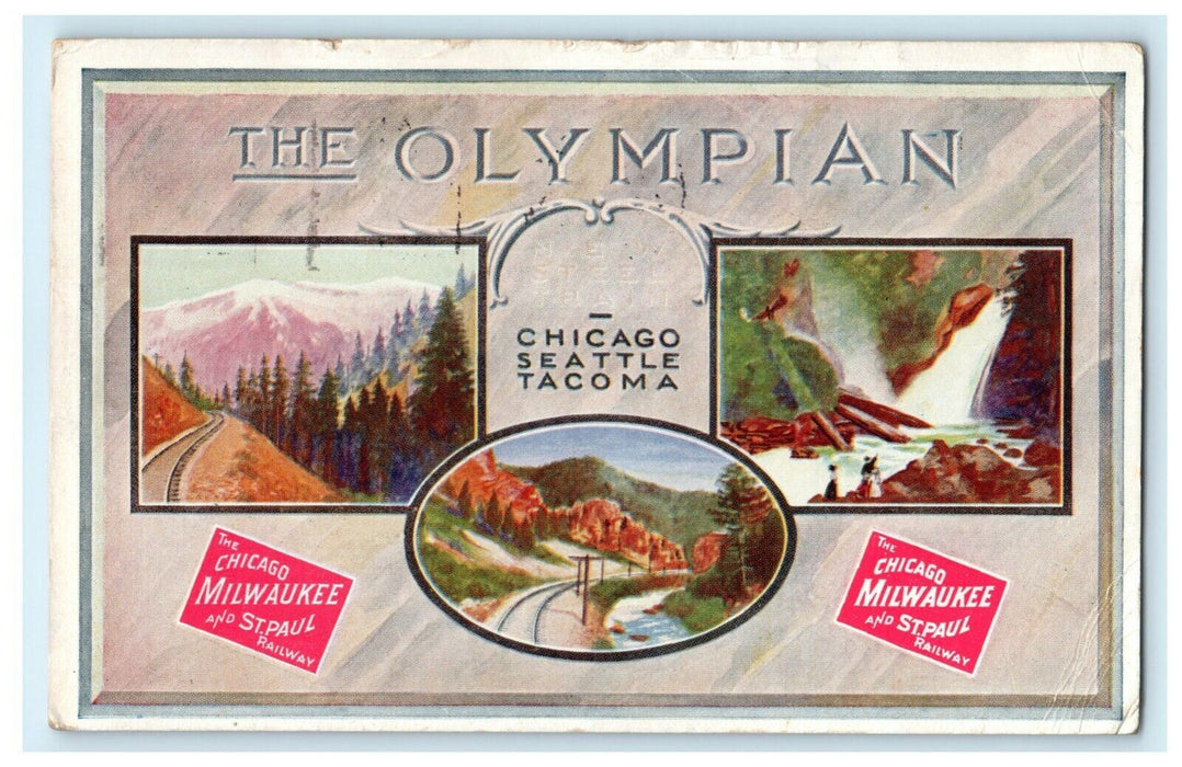 1917 The Olympian Chicago Milwaukee Railway Seattle Rainier Park Posted Postcard